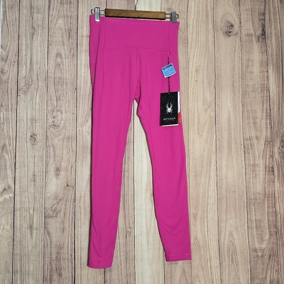 Spyder Active Pink Chafe Resistant Zip Pocket Leggings Size Small NWT - Picture 12 of 14